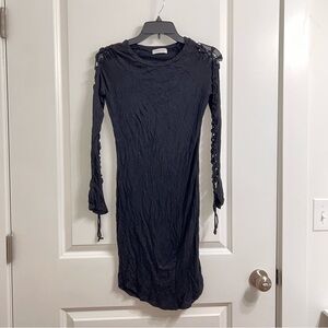 Fashion Nova Black Long Sleeve Lace Up Sleeve Bodycon Dress